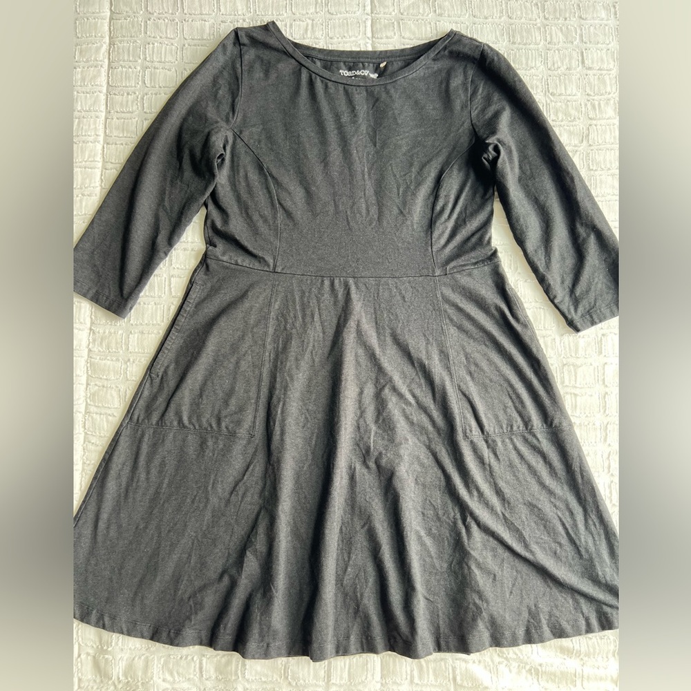TOAD & CO Faro Organic Cotton Dress with Pockets. Black Size Large